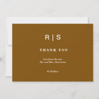 Carte de remerciement de mariage à monogramme marr