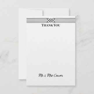 Remerciements Carte de remerciement de mariage à rayure noire mi