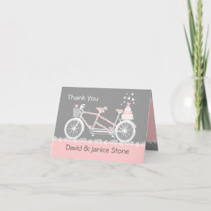 Remerciements Carte de remerciement de mariage à vélo tandem