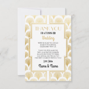 Remerciements Carte de remerciement de mariage Art Déco de fianç