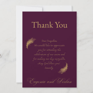 Remerciements Carte de remerciement de mariage au cygne à crête