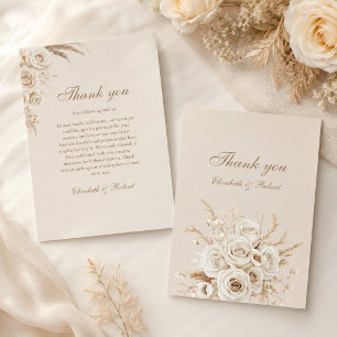Remerciements Carte de remerciement de mariage aux élégantes ros