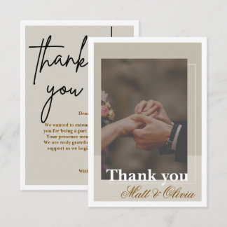 Remerciements Carte de remerciement de mariage avec cadre photo