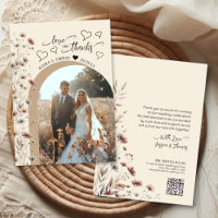 Carte de remerciement de mariage avec code QR phot