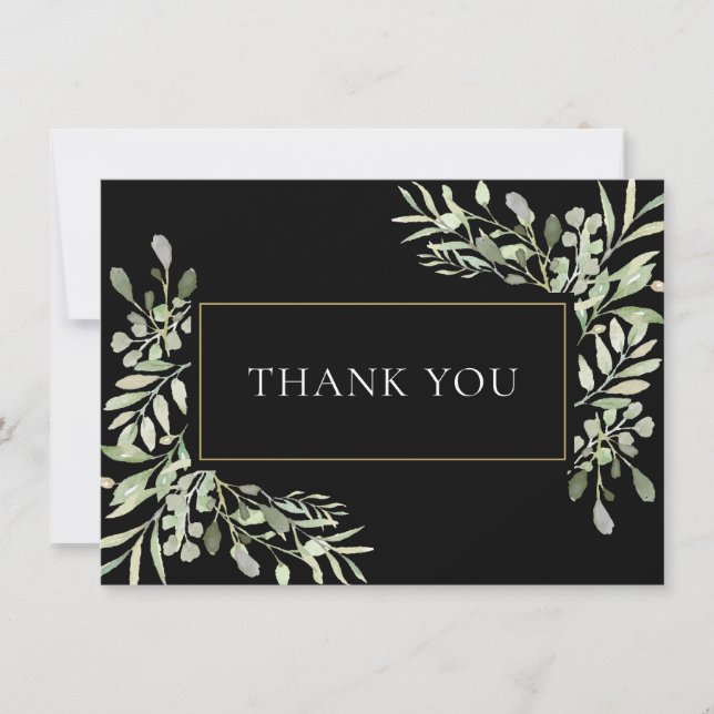 Remerciements Carte de remerciement de mariage avec feuillage mo (Devant)