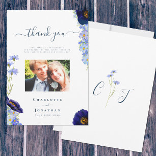 Remerciements Carte de remerciement de mariage avec photo de fle