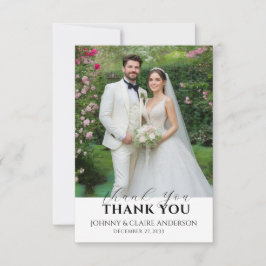 Remerciements Carte de remerciement de mariage avec photo Simple