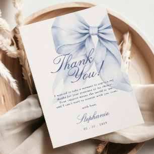 Remerciements Carte de remerciement de mariage avec un nœud bleu