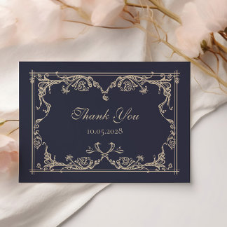 Remerciements Carte de remerciement de mariage baroque bleu mari