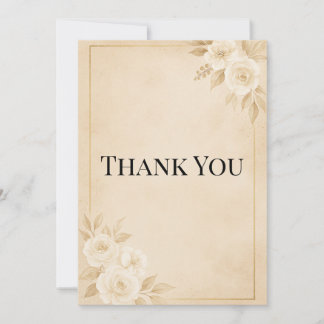 Remerciements Carte de remerciement de mariage beige et or de lu
