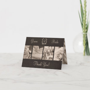 Remerciements Carte de remerciement de mariage biker sépia éléga