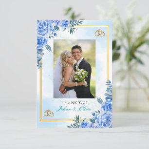 Remerciements Carte de remerciement de mariage bleu royal et or 