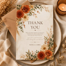 Carte de remerciement de mariage Boho Wild Terraco