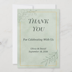 Remerciements Carte de remerciement de mariage botanique vert sa