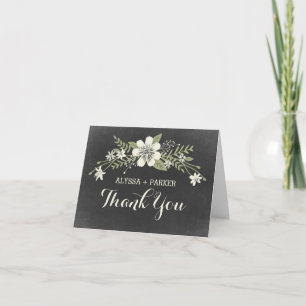 Remerciements Carte de remerciement de mariage Chalkboard Blooms