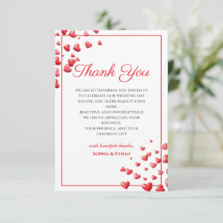 Remerciements Carte de remerciement de mariage Cœurs Rose Tendre