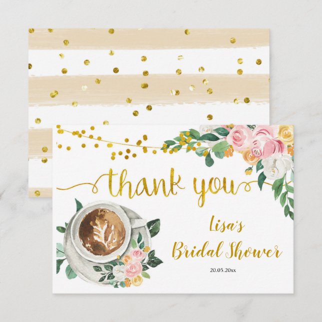 Remerciements Carte de remerciement de mariage Coffee Love is Br (Devant / Derrière)