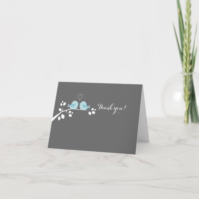 Remerciements Carte de remerciement de mariage de couple Blue Bi (Devant)
