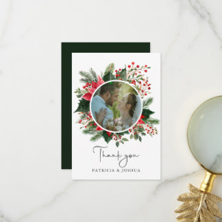 Remerciements Carte de remerciement de mariage de Noël avec verd