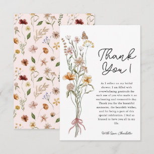 Remerciements Carte de remerciement de mariage de Wildflower