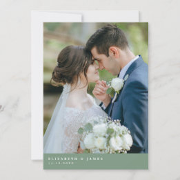 Remerciements Carte de remerciement de mariage deux photos vert