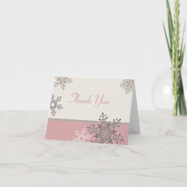 Remerciements Carte de remerciement de mariage d'hiver flocon de (Devant)