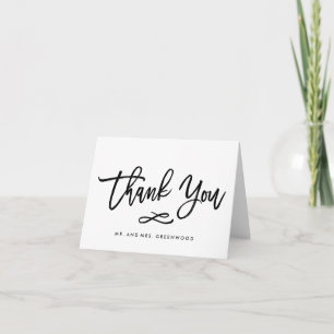 Remerciements Carte de remerciement de mariage élégante avec let
