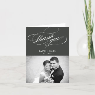 Remerciements Carte de remerciement de mariage Élégante avec pho