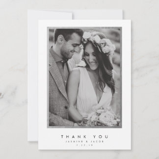 Remerciements Carte de remerciement de mariage élégante en photo