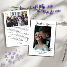 Carte de remerciement de mariage élégante et minim