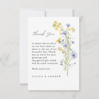 Remerciements Carte de remerciement de mariage Élégante Fleur Sa