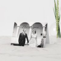 Carte de remerciement de mariage élégante noir et 