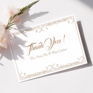 Remerciements Carte de remerciement de mariage élégante – Rose S