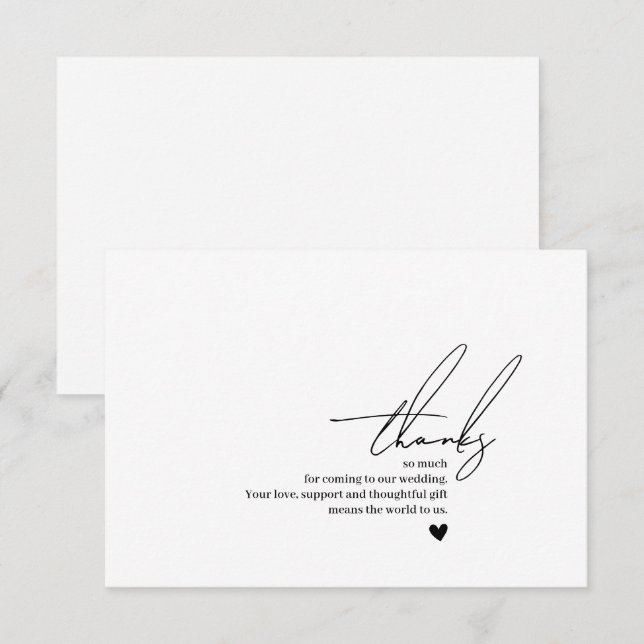 Remerciements Carte de remerciement de mariage en calligraphie (Devant / Derrière)