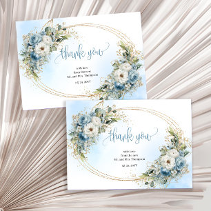 Remerciements Carte de remerciement de mariage en or bleu poussi