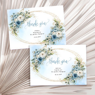 Remerciements Carte de remerciement de mariage en or bleu poussi