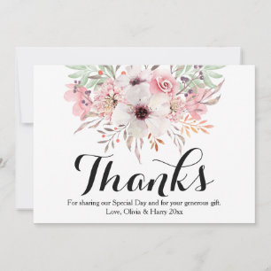 Remerciements Carte de remerciement de mariage floral aquarelle 