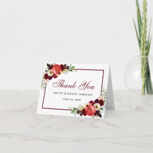 Remerciements Carte de remerciement de mariage Floral Boho Bourg
