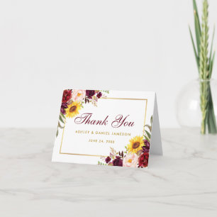 Remerciements Carte de remerciement de mariage florale aquarelle