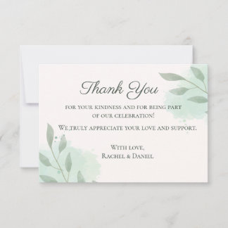 Remerciements Carte de remerciement de mariage florale minimale