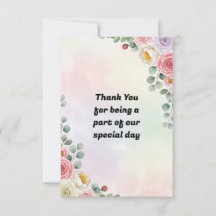 Carte de remerciement de mariage florale pastel él