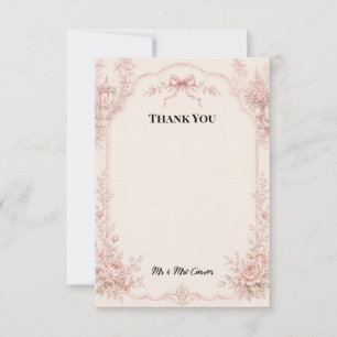 Remerciements Carte de remerciement de mariage florale rose past