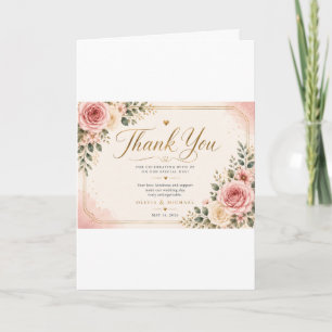 Remerciements Carte de remerciement de mariage florale rose past