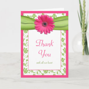 Remerciements Carte de remerciement de mariage florale rose vert