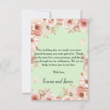 Carte de remerciement de mariage florale verte men