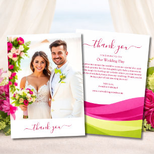 Remerciements Carte de remerciement de mariage Fuchsia et vert c