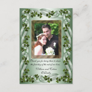 Remerciements Carte de remerciement de mariage irlandais trèfles