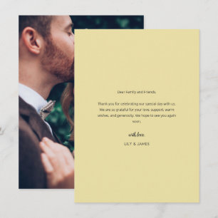 Remerciements Carte de remerciement de mariage jaune citrique in
