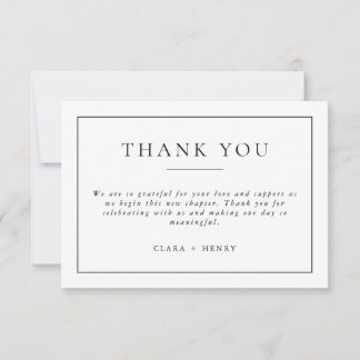 Remerciements Carte de remerciement de mariage minimaliste noir