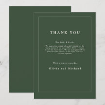 Carte de remerciement de mariage minimaliste Vert